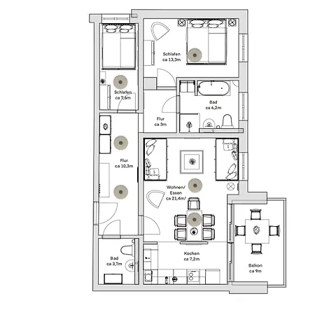 Pineapple - Zwinger V - 78qm - 1x Free Parking ドレスデン